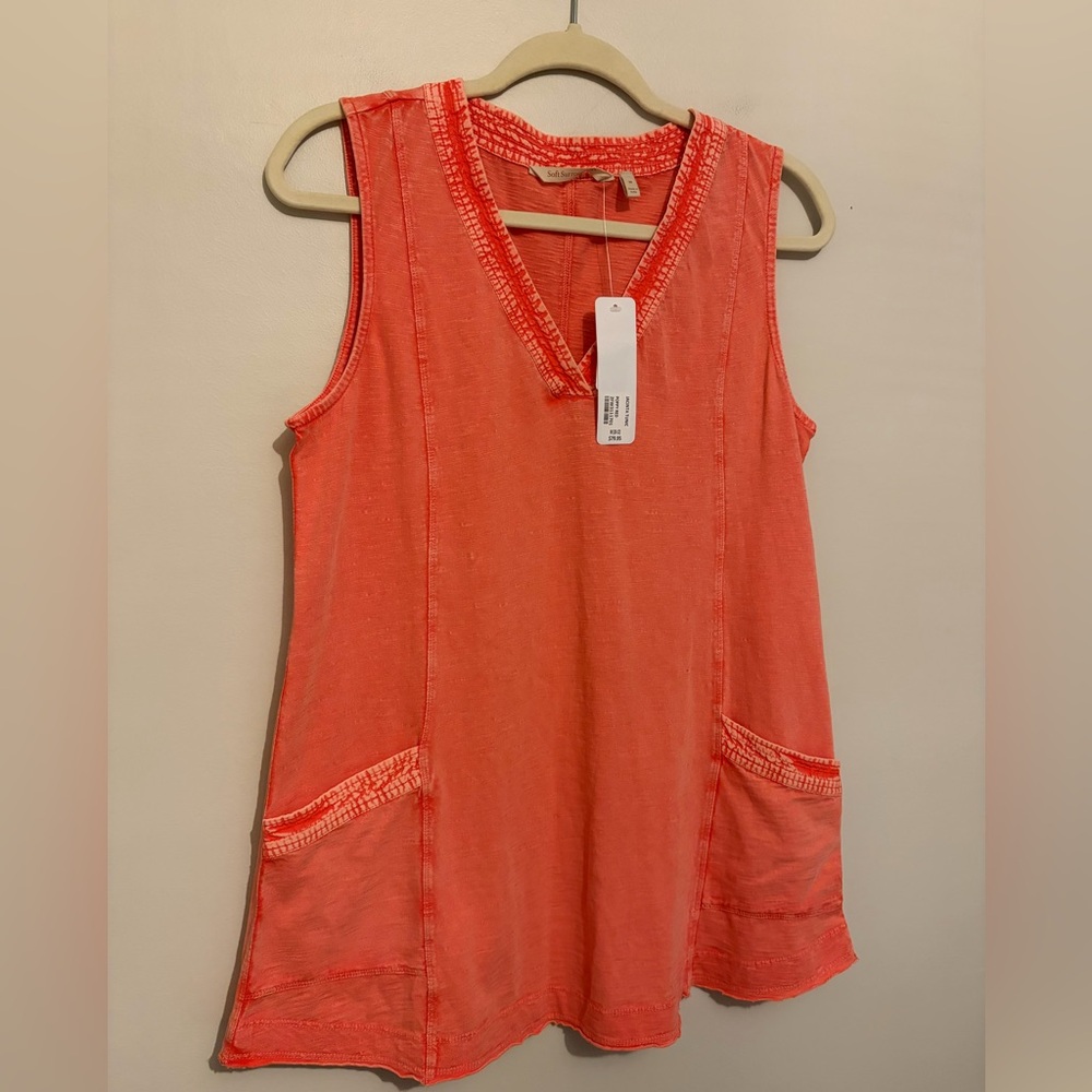 Soft Surroundings Jacinta Poppy Red Orange Sleeveless Tunic Sz M Medium nwt $79